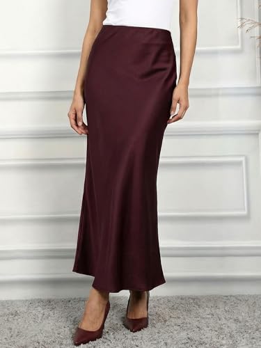 Image of ADDYVERO Premium Satin Finish Flowy A-Line Fit Midi Skirt for Women