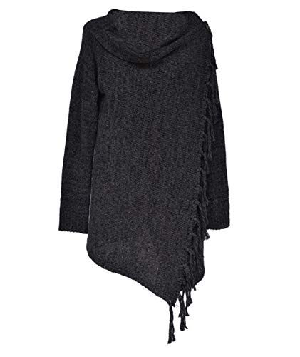 Image of Sexyshine Women's Casual Fall Knit Long Sleeve Tassels Irregular Loose Cardigan Pullover Striped Sweater Poncho