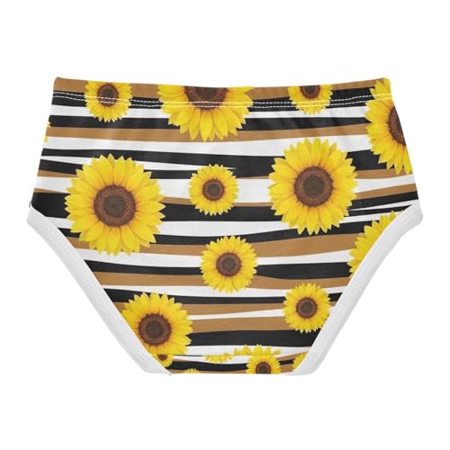 Yellow Sunflowers Brown Toddler Girl Underwear, Girls Briefs, 2T–8 Years2