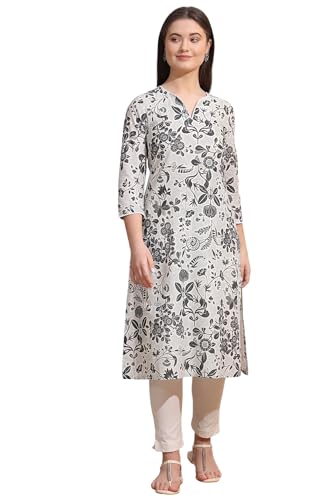 Image of W for Woman Pink Bold Geometric Printed Pure Cotton Straight Kurta