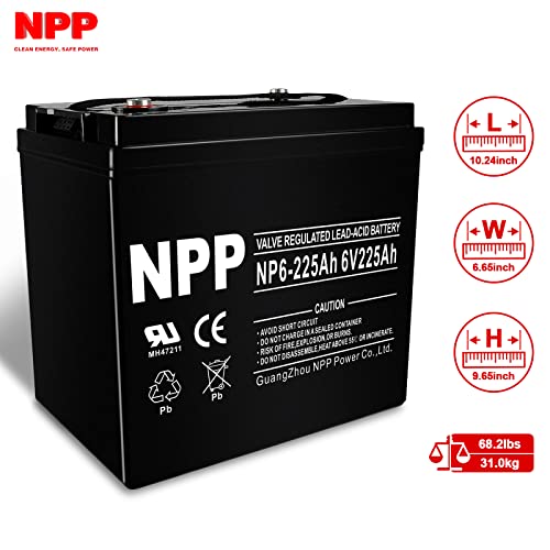 Npp Np6-225Ah (1 Pc) 6V 225Ah Golf Cart Agm Deep Cycle Rechargeable Battery, Pallet Jack, Ideal For Trolling Motor, Rv thumb #1