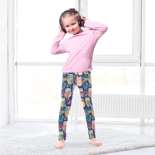 KLL Cute Colorful Owls and Trees Toddler Girl Athletic Leggings Casual Full Length Athleisure Pants Running4