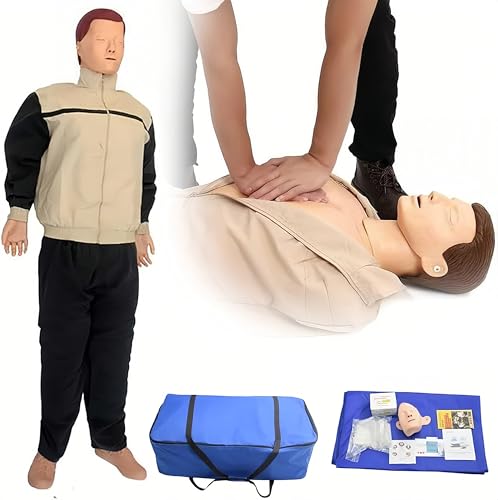 Maniquí de Cuerpo Entero para Entrenamiento de RCP en Adultos, para educación y enseñanza de Pacientes, simulador de reanimación cardiopulmonar, Modelo médico para Entrenamiento de Primeros Auxilios.