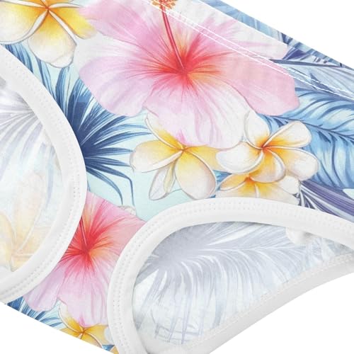 Tropical Hibiscus Plumeria Flowers Little Girl Panties Toddler Girls Underwear Cotton Print Briefs Kids Undies 2t4