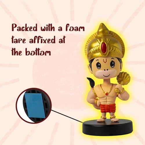 Image of Lord Hanuman Ji Murti Bobblehead for Home Entrance, Idol for Car Dashboard, Home Decor Items, Office Desk, God Statue for Good Luck, Superhero Action Figure, Gifting Kids, Little Gada Figurine