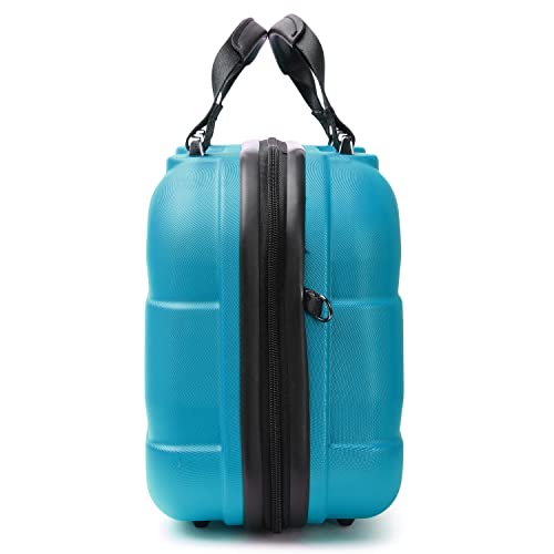 Image of NOVEX Vanity Box for Women - Unbreakable Polycarbonate Makeup Organizer | Travel Toiletry Bag with Dividers | Stylish Multifunctional Use Cosmetic Storage Case with Zipper | Turquoise