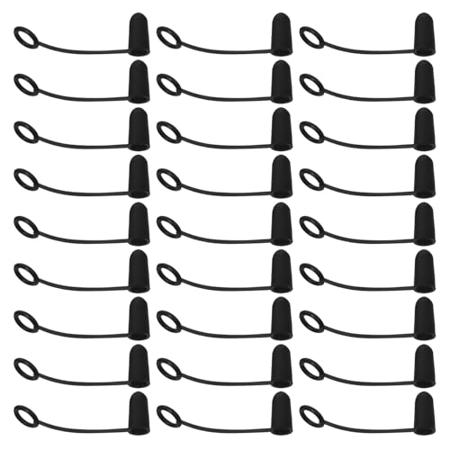 COLLBATH 50 Piezas Tapones para Vertedor de Vino Tapas de Silicona con Capucha Negra y Asa Cubiertas Antipolvo para Botellas de Aceite Vino y Licor Compatibles con Dispensadores de Cocina y