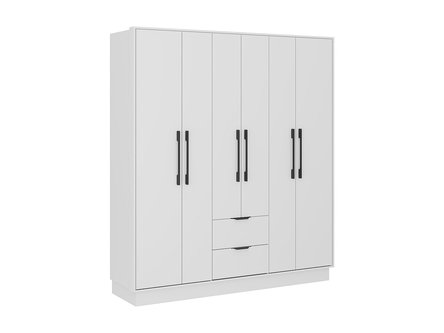 Vente-​unique - Armoire 6 Portes et 2 tiroirs - L162 cm - Blanc - FEOVA