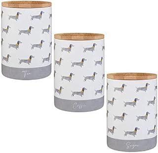 New Sugar, Tea & Coffee Storage Containers with A Cute Sausage Dog Print