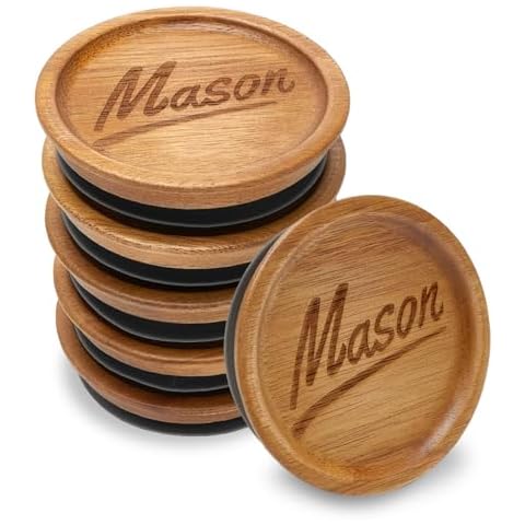 6 Pcs Acacia Wood Canning Jar Lids Cover