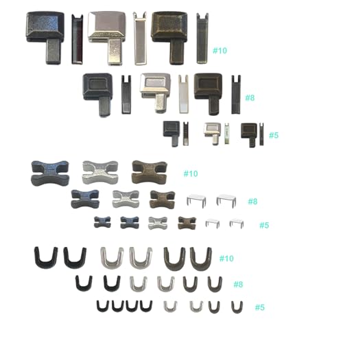 cpqakb 52 Pcs Zipper Repair Kit - Metal Head Sliders Retainer Insertion Pin (3 Colors 3 Sizes) - Fix Top Stop Plug Repairs Bottom Stopper Zippers Repair Replacement (Size 10/8/5)