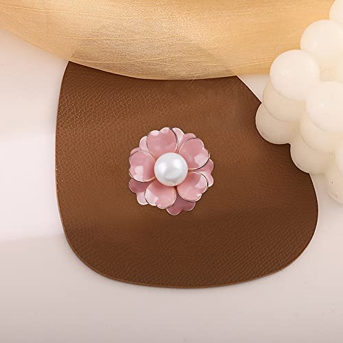 Image of Women Camellia Flower Pearl Enamel Brooch Pins for Ladies Jewelry Fashion