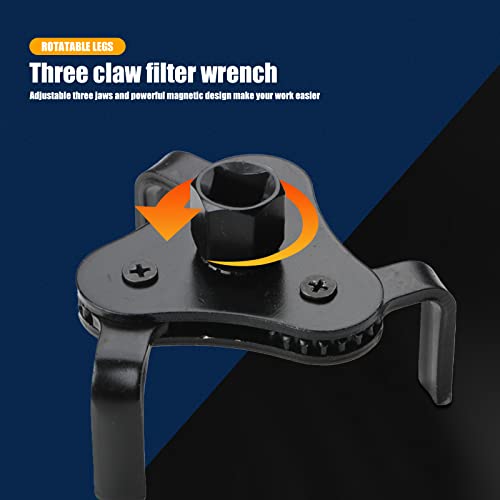 Image of Yonput Pack-1 Oil Filter Wrench, Universal 3 Jaw Oil Filter Wrench, Adjustable Oil Filter Removal Tool for 2 inch-4.2 inch Diameter Oil Filter (Black)