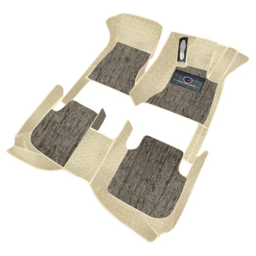 Image of Autofurnish Luxury 9D Car Mat Full Set for Hyundai Creta 2020-23 || Luxury Leather Dual-Stitch Full Set 9D Car Floor Mat || 100% Waterproof || Color : Beige Beige