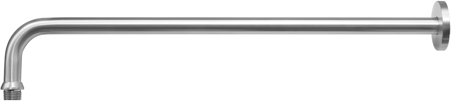 Naiture 90 Degree Shower Head Extension Arm, 20 inch Length Wall-Mount Rainhead Arm with Flange, 1/2 NPT Threaded Connection, Brass, Brushed Nickel Finish