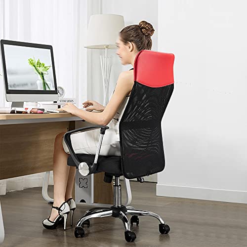 Yaheetech High Back Ergonomic Office Chair Mesh Back Swivel Task Chair Executive Rolling Chair Gaming Chair With Lumbar Support, Leather Seat #TOP3