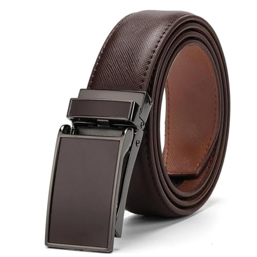 Men's Solid Color Leather Belt 3.0Cm Automatic Buckle Metal Leather Belt Waist Belt2