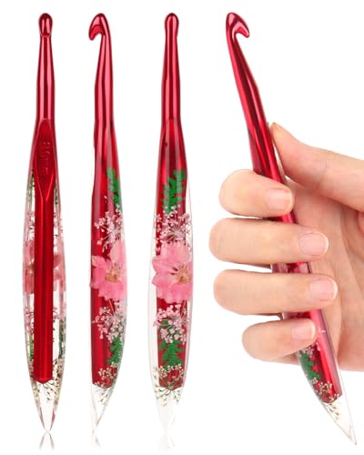 Image of Coopay Crochet Hooks, 8mm Ergonomic Crochet Hook with Floral Plastic Grips, Stylish and Unique, Ideal for Crocheting Blankets, Dolls, Shawls, Hats, Scarves (L-8.0mm)