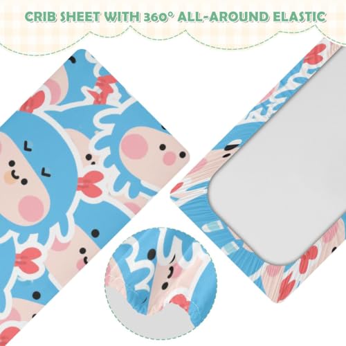 Drap imperméable lit bébé anti-fuite bleu motif crabe - 5