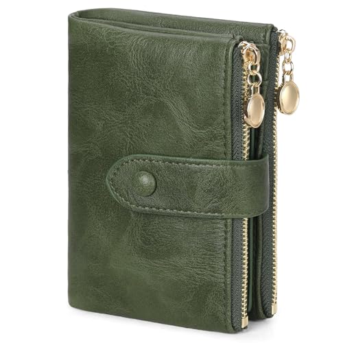 FALAN MULE Cartera Mujer Piel Bloqueo RFID Monedero 18 Ranuras para Tarjetas Mujer Carteras con Cremallera Compartimiento Múltiple Billetera Bifold Mujeres