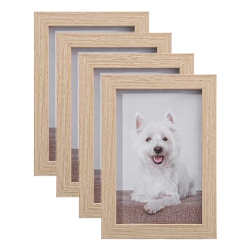 4 Pack Picture Frame 6x4 Natural Wood Color Photo Frames