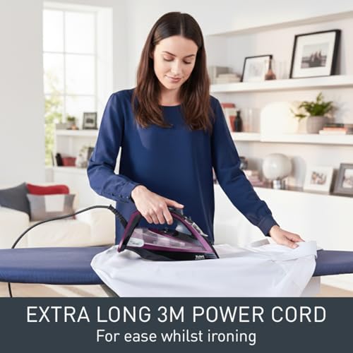 Tefal Ultimate Pure Steam Iron, 3000W, 240 g/min Steam Boost, 55g/min Continuous Steam, 350ml Water Tank, Durilium Non Stick Soleplate, Anti Scale Anti Drip, FV9830