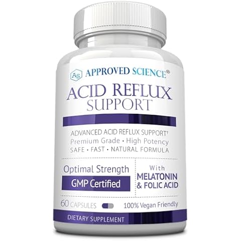 Approved Science® Acid Reflux Support - with Melatonin, Marshmallow Root, L-Taurine - 60 Capsules - Vegan Cover