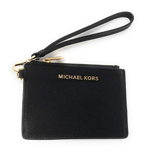 Michael Kors Jet Set Travel Top Zip Coin Pouch ID Card Case Wallet Wristlet (Black)