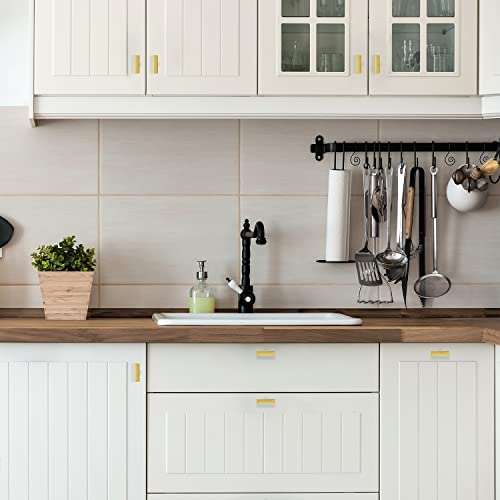 Image of Ravinte Gold Cabinet Handles Square Cabinet Pulls, Single Hole, 20 Pack | Stainless Steel Hardware Pulls, Smooth Bar Grip, Kitchen Cabinet Update, For Cabinets, Cupboards, Drawers, Furniture Projects