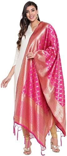 Women's Banarasi Silk Jacquard Woven Dupatta Gorgeous Printed Designer Chunni