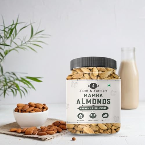 Image of Farm & Farmers Mamra Almonds 250 GM | AA Premium Badam Giri | High In Fiber & Boost Immunity | Whole Natural Badam | Hygienically Packed Healthy Snacks For Adults & Kids.