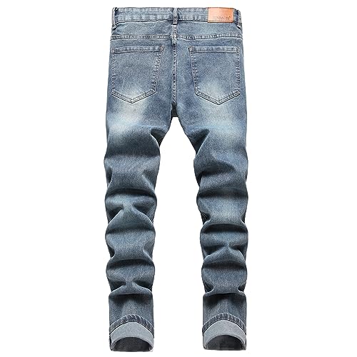 Men's Slim Fit Stretch Jeans Ripped Skinny Jeans for Men, Fashion Straight Leg Comfort Flex Waist Cargo Denim Pants - Image 3
