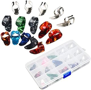 ULTNICE 15pcs Finger Pick Thumb Pick Set Guitar Picks with 15 Grid Case Storage Box