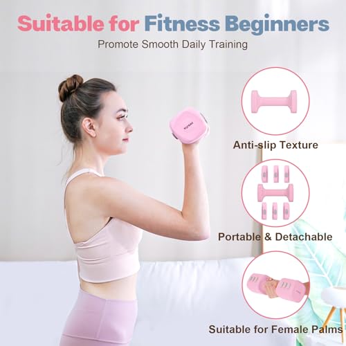 Image of kisnbld Adjustable Dumbbell Set of 2, 4 in 1 Free Weights Dumbbells Set for Women with Fast Adjustment, Each 2lb 3lb 4lb 5lb Hand Weights Set for Home Gym & Outdoor Exercise Training