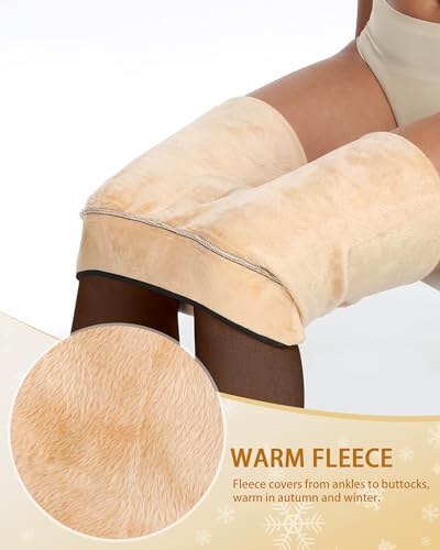Image of CHRLEISURE Women's Fleece Lined Tights - Fake Sheer Warm Pantyhose Thick Winter Leggings