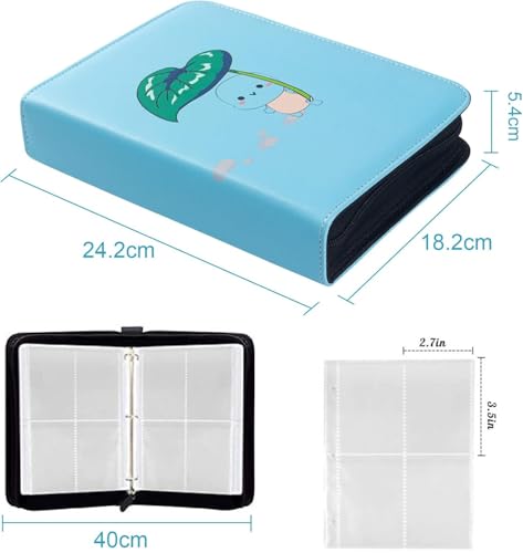 Image of Alexvyan Sea Blue Poke-Mon Binder, Card Collector Album Holder for 400 Cards Cartoon Print Zipper Bag Trading Binder Card's Collection Bag Game Case Gift for Kids Boys Girls(50 * 4 * 2)