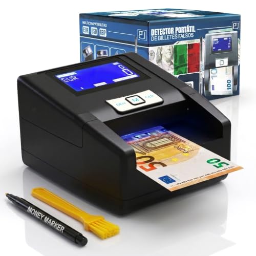 B&J SecureTech®   PACK De Detector De Billetes Falsos 2026 PORTÁTIL + Rotulador Billetes Falsos | 100% DETECCIÓN Y FIABILIDAD