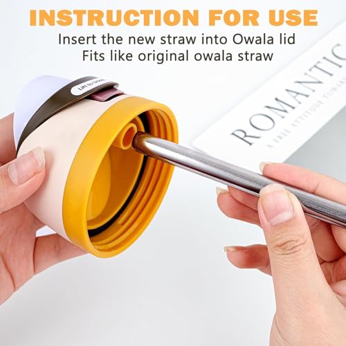 Image of LUCKINEE 6pcs Replacement Straws for Owala Cup FreeSip /Flip 24oz 32oz | 8.27 Inch Long Reusable Straws, Metal Stainless Steel Straws for Owala Water Bottle, with 2Pcs Cleaning Brushes, BPA Free