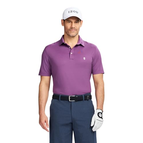 Izod Men's Swingflex Performance Mesh Polo, Sunset Purple, Small
