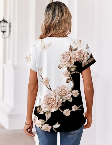 Image of Zeagoo Womens Tops Short Sleeve Summer V Neck Shirts Work Blouses Business Outfits Fashion Clothing