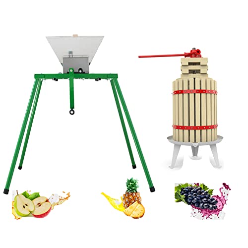 Image of 4.75 Gallon Fruit Wine Press and 7L Fruit and Apple Crusher with Stand- Manual Juicer Grinder and Grape Press for Wine Making