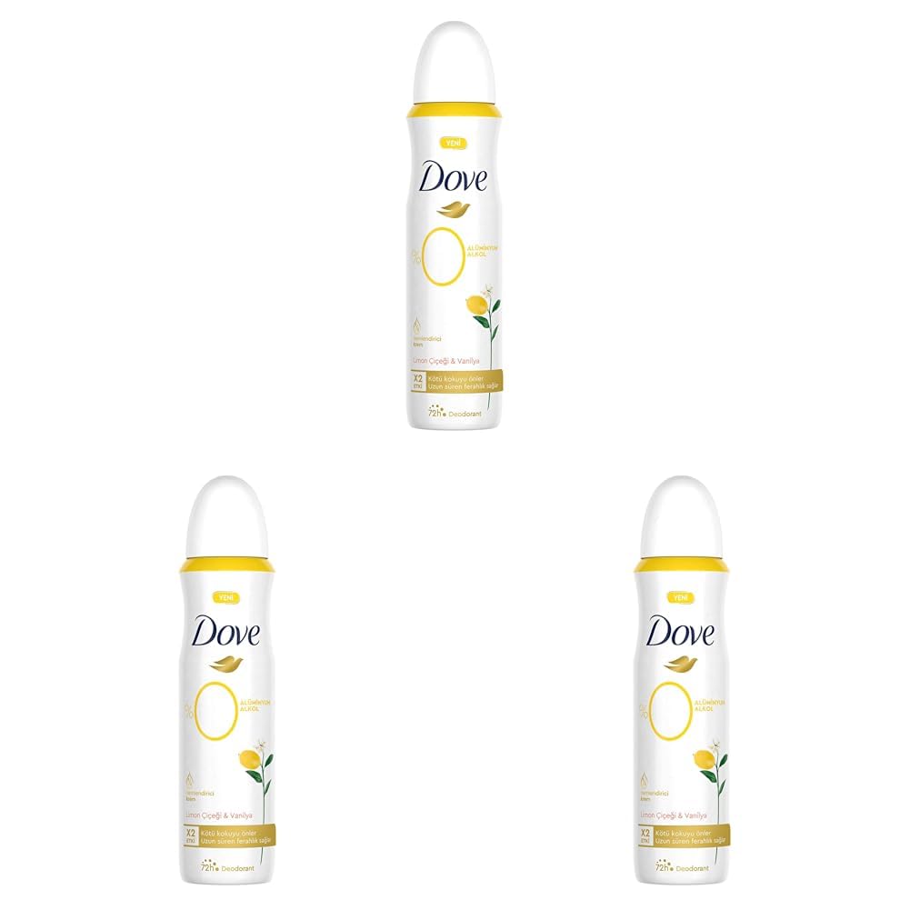 Dove Kadın Deodorant%0 Alüminyum Limon Çiçeği & Vanilya 150ml (3 paketi)