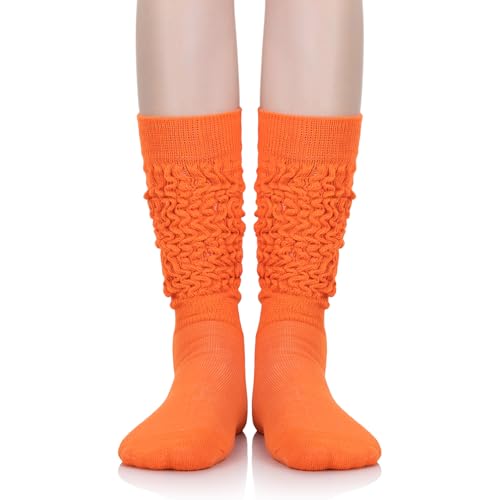 Image of Zando Slouch Socks for Women - 80s 90s Knee High Scrunch Socks Soft Long Stacked Boot Sock Warm Winter Sock Daily Wear