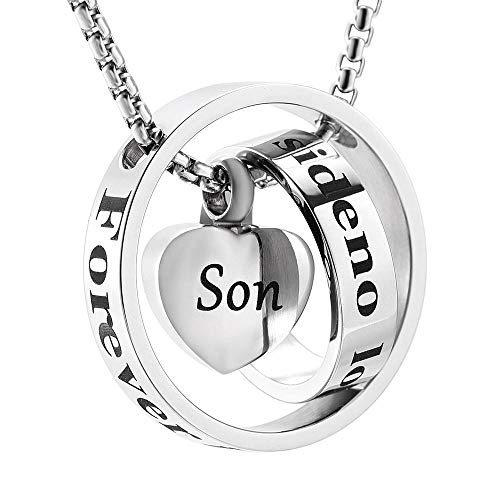 FRDXDAF Pendentif Collier Mémorial en Acier Inoxydable, Plus À Mes Côtés