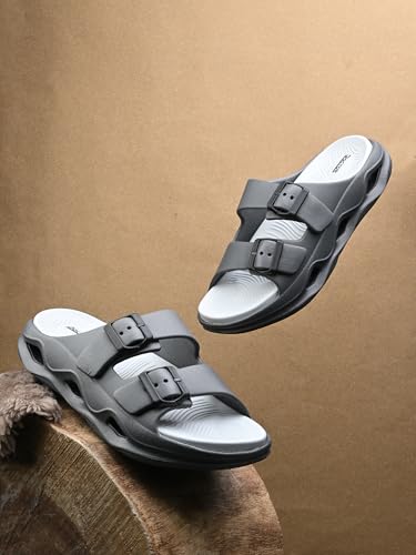 Image of DOCTOR HEALTH SUPER SOFT Men EVA Double Strap Sandals | Adjustable Buckle Comfort Slides | Lightweight Anti-Slip Casual Sandals for Indoor Outdoor Everyday Wear