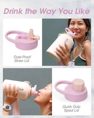 Image of Coolflask Half Gallon Water Bottle Insulated Stainless Steel with Strap