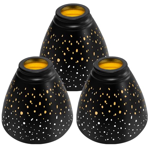 Image of Ceiling Fan Light Covers, 3 Pack Pendant Light Shade Replacement with 1-5 /8 inch Fitter, ALUCSET 4.7 inch Height and 6 inch Diameter, Metal Bell Shaped Cover for Chandelier Pendant Light (Dilated)
