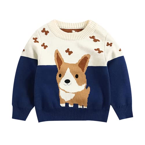 Image of Toddler Baby Boy Knit Sweater Pullover Cotton Cartoon Sweatshirt