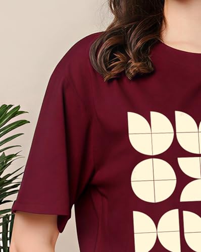 Image of Women's Half Sleeve Oversize Tshirt Graphic Printed Round Neck T-Shirts for Women