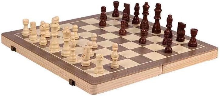 ​​Magnetic Wooden Chess Set with Storage Slots - 15" Folding Board & Staunton Pieces | Portable Travel Chess Game for Adults and Kids​